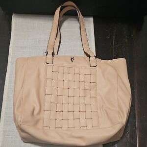 Vera Wang Beige Woven Tote Bag